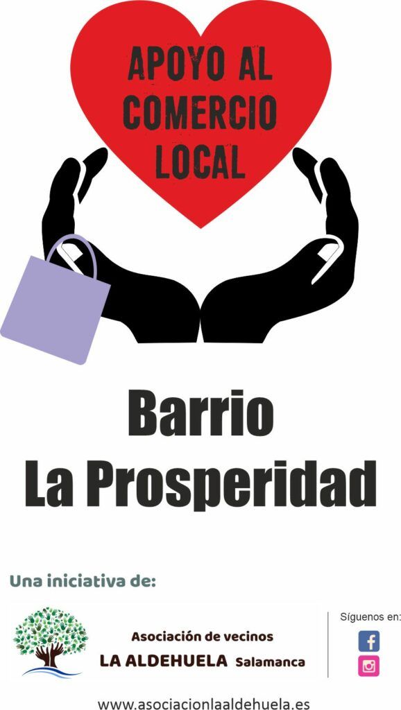 Cartel Apoyo al comercio local del Barrio La Prosperidad de Salamanca