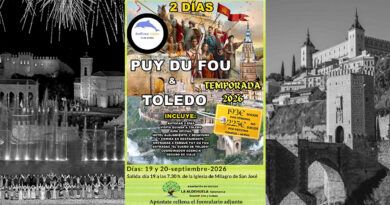 Cartel del viaje a Puy du Fou y Toledo de la Asocoación La Aldehuela-Salamanca